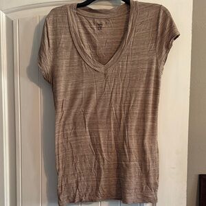 Massimo‎ Light Brown V-Neck Short Sleeve Tee